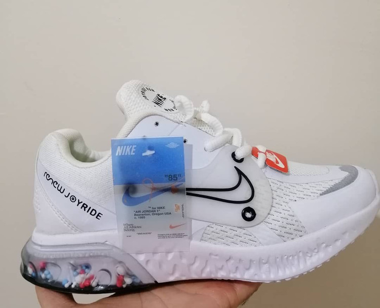 نایک جوراید ۲۰۲۰ زنانه های کپی رویه بافت تی پیو سه بعدی زیره ژله ای انجیکشن لقمه ای ۲تیکه کفی مموری فوم(eva) کف دوخت اشتروبل قالب ایتالیا موجودی سایز سفید :39 37